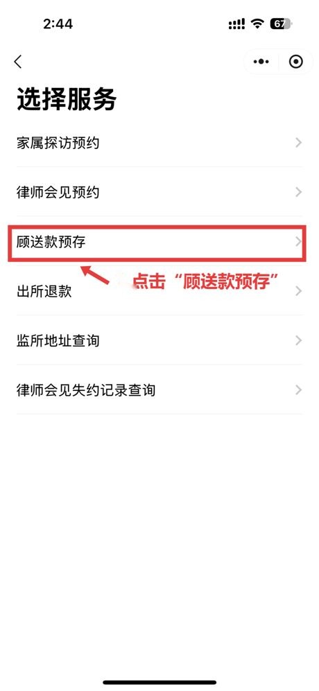 ⑥ 选择服务 → 点击"顾送款预存"